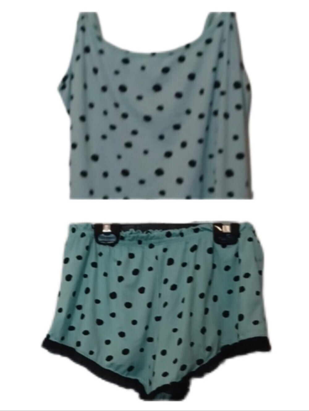 -- Secret Treasures Polka Dot with Black Trim Pajama Set Women's Size Small